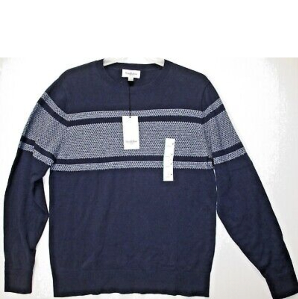 Men's Long Sleeve Textured Crewneck Pullover Sweaters Both M and XL